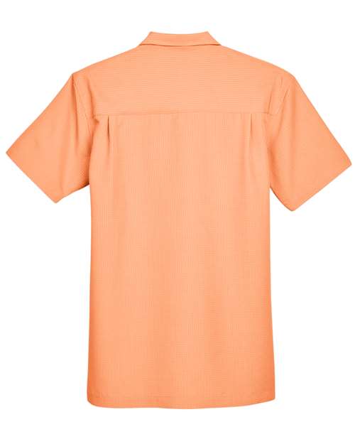 Harriton M560 Men's Barbados Textured CampShirt #color_NECTARINE