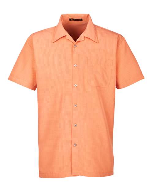 Harriton M560 Men's Barbados Textured CampShirt #color_NECTARINE