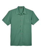 Harriton M560 Men's Barbados Textured CampShirt #color_PALM GREEN