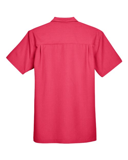 Harriton M560 Men's Barbados Textured CampShirt #color_PARROT RED