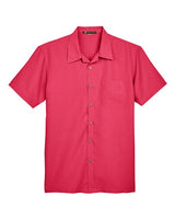 Harriton M560 Men's Barbados Textured CampShirt #color_PARROT RED