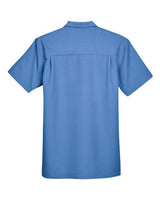 Harriton M560 Men's Barbados Textured CampShirt #color_POOL BLUE