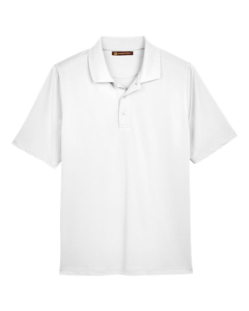 Harriton M348 Men's Advantage Snag Protection Plus IL Polo #color_WHITE