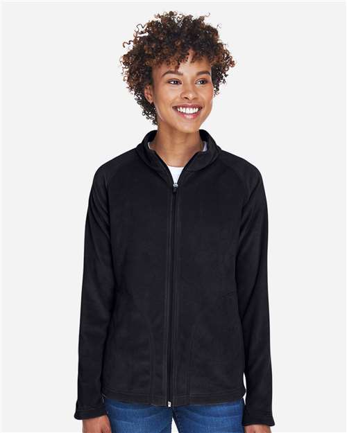 Team 365 TT90W Ladies' Campus Microfleece Jacket #color_BLACK