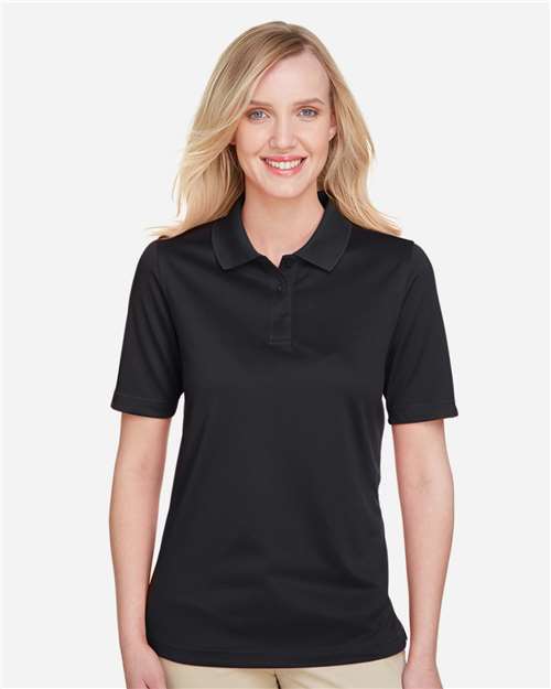 Harriton M348W Ladies' Advantage Snag Protection Plus IL Polo #color_BLACK