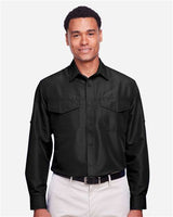 Harriton M580L Men's Key West Long-Sleeve Performance Staff Shirt #color_BLACK