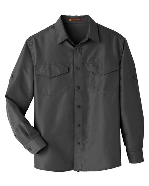 Harriton M580L Men's Key West Long-Sleeve Performance Staff Shirt #color_DARK CHARCOAL