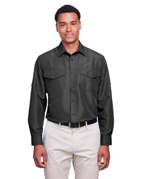 Harriton M580L Men's Key West Long-Sleeve Performance Staff Shirt #color_DARK CHARCOAL