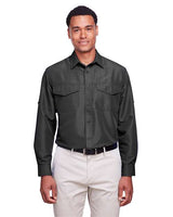 Harriton M580L Men's Key West Long-Sleeve Performance Staff Shirt #color_DARK CHARCOAL