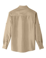Harriton M580L Men's Key West Long-Sleeve Performance Staff Shirt #color_KHAKI