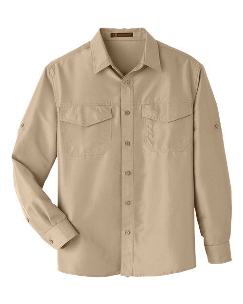 Harriton M580L Men's Key West Long-Sleeve Performance Staff Shirt #color_KHAKI