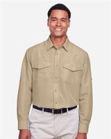 Harriton M580L Men's Key West Long-Sleeve Performance Staff Shirt #color_KHAKI