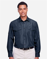 Harriton M580L Men's Key West Long-Sleeve Performance Staff Shirt #color_NAVY