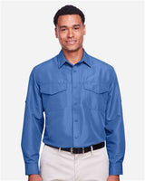 Harriton M580L Men's Key West Long-Sleeve Performance Staff Shirt #color_POOL BLUE