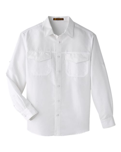 Harriton M580L Men's Key West Long-Sleeve Performance Staff Shirt #color_WHITE
