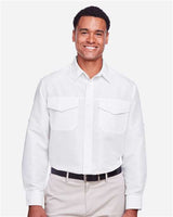 Harriton M580L Men's Key West Long-Sleeve Performance Staff Shirt #color_WHITE