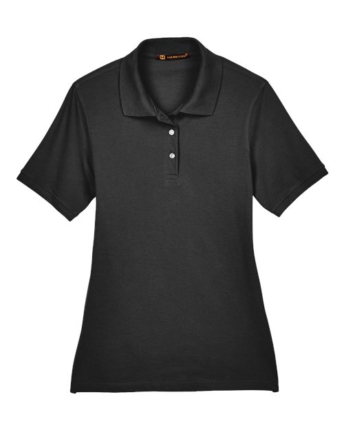 Harriton M265W Ladies' 5.6 oz. Easy Blend Polo #color_BLACK