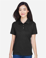 Harriton M265W Ladies' 5.6 oz. Easy Blend Polo #color_BLACK