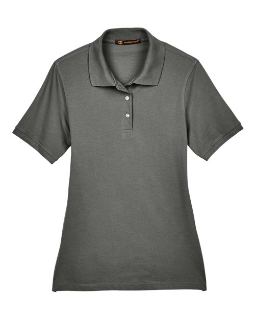 Harriton M265W Ladies' 5.6 oz. Easy Blend Polo #color_CHARCOAL