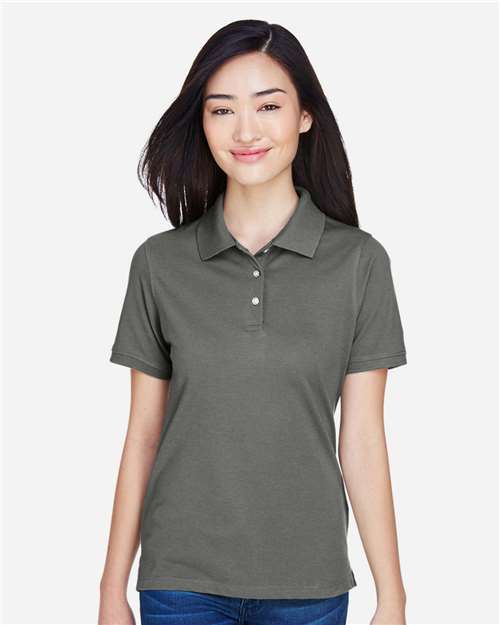 Harriton M265W Ladies' 5.6 oz. Easy Blend Polo #color_CHARCOAL