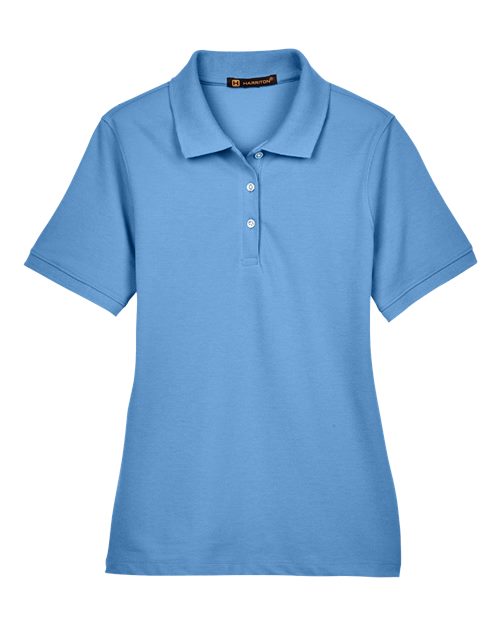 Harriton M265W Ladies' 5.6 oz. Easy Blend Polo #color_LT COLLEGE BLUE
