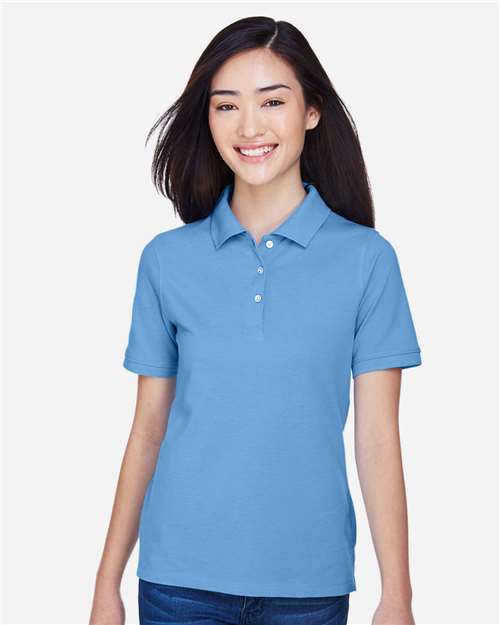 Harriton M265W Ladies' 5.6 oz. Easy Blend Polo #color_LT COLLEGE BLUE