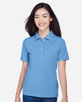 Harriton M265W Ladies' 5.6 oz. Easy Blend Polo #color_LT COLLEGE BLUE