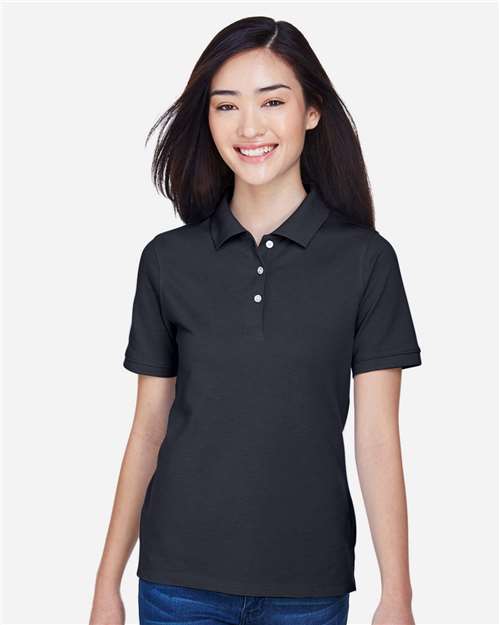 Harriton M265W Ladies' 5.6 oz. Easy Blend Polo #color_NAVY