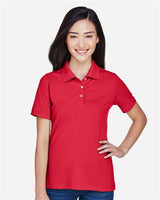 Harriton M265W Ladies' 5.6 oz. Easy Blend Polo #color_RED