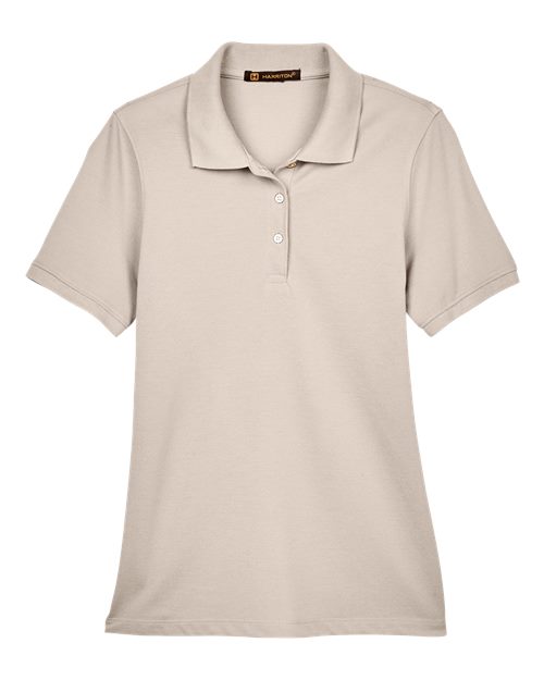 Harriton M265W Ladies' 5.6 oz. Easy Blend Polo #color_STONE