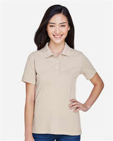 Harriton M265W Ladies' 5.6 oz. Easy Blend Polo #color_STONE