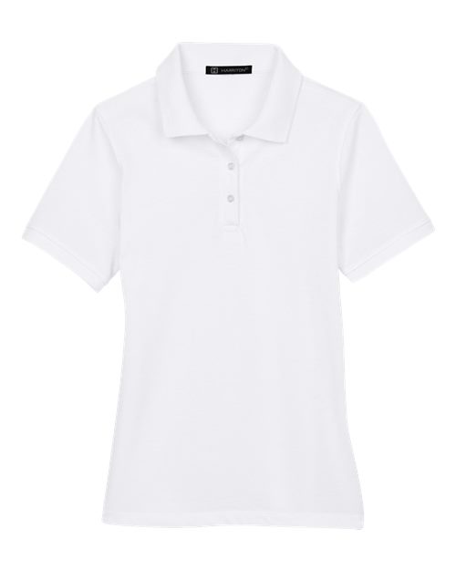 Harriton M265W Ladies' 5.6 oz. Easy Blend Polo #color_WHITE