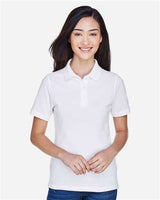 Harriton M265W Ladies' 5.6 oz. Easy Blend Polo #color_WHITE