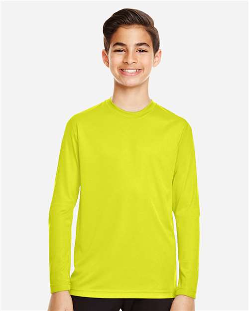 Team 365 TT11YL Youth Zone Performance Long-Sleeve T-Shirt #color_SAFETY YELLOW