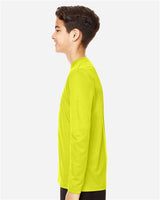 Team 365 TT11YL Youth Zone Performance Long-Sleeve T-Shirt #color_SAFETY YELLOW