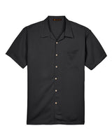 Harriton M570 Men's Bahama Cord Camp Shirt #color_BLACK