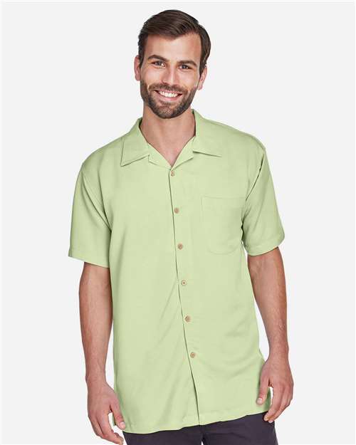 Harriton M570 Men's Bahama Cord Camp Shirt #color_GREEN MIST