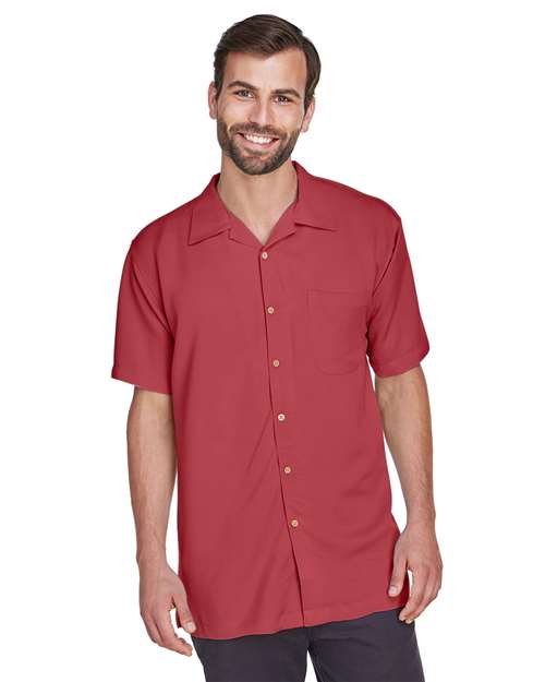 Harriton M570 Men's Bahama Cord Camp Shirt #color_TILE RED
