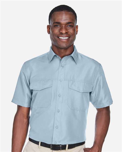 Harriton M580 Men's Key West Short-Sleeve Performance Staff Shirt #color_CLOUD BLUE