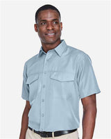 Harriton M580 Men's Key West Short-Sleeve Performance Staff Shirt #color_CLOUD BLUE