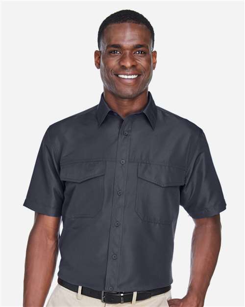 Harriton M580 Men's Key West Short-Sleeve Performance Staff Shirt #color_DARK CHARCOAL