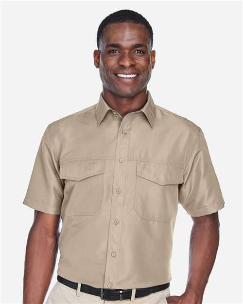 Harriton M580 Men's Key West Short-Sleeve Performance Staff Shirt #color_KHAKI