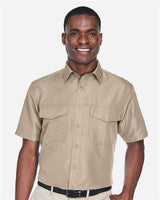 Harriton M580 Men's Key West Short-Sleeve Performance Staff Shirt #color_KHAKI