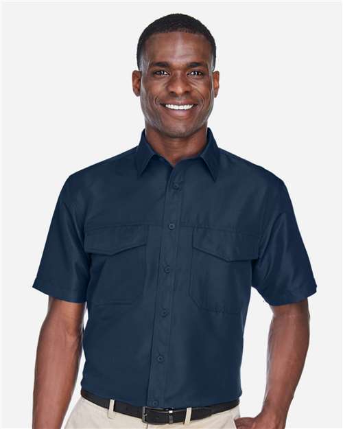 Harriton M580 Men's Key West Short-Sleeve Performance Staff Shirt #color_NAVY