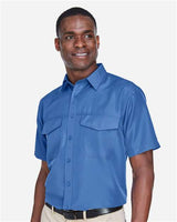 Harriton M580 Men's Key West Short-Sleeve Performance Staff Shirt #color_POOL BLUE