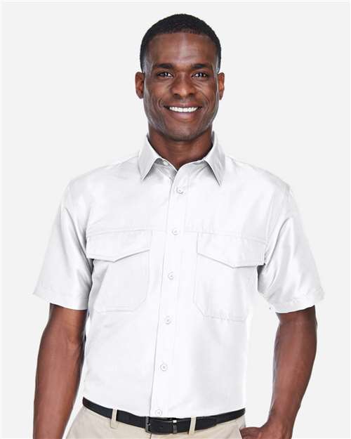 Harriton M580 Men's Key West Short-Sleeve Performance Staff Shirt #color_WHITE