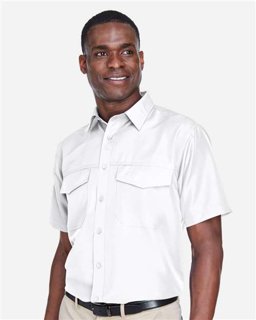 Harriton M580 Men's Key West Short-Sleeve Performance Staff Shirt #color_WHITE