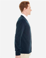 Harriton M425 Men's Pilbloc V-Neck Button Cardigan Sweater #color_DARK NAVY