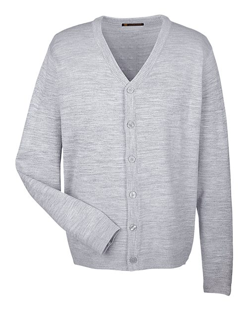 Harriton M425 Men's Pilbloc V-Neck Button Cardigan Sweater #color_GREY HEATHER
