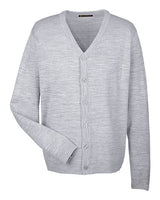Harriton M425 Men's Pilbloc V-Neck Button Cardigan Sweater #color_GREY HEATHER
